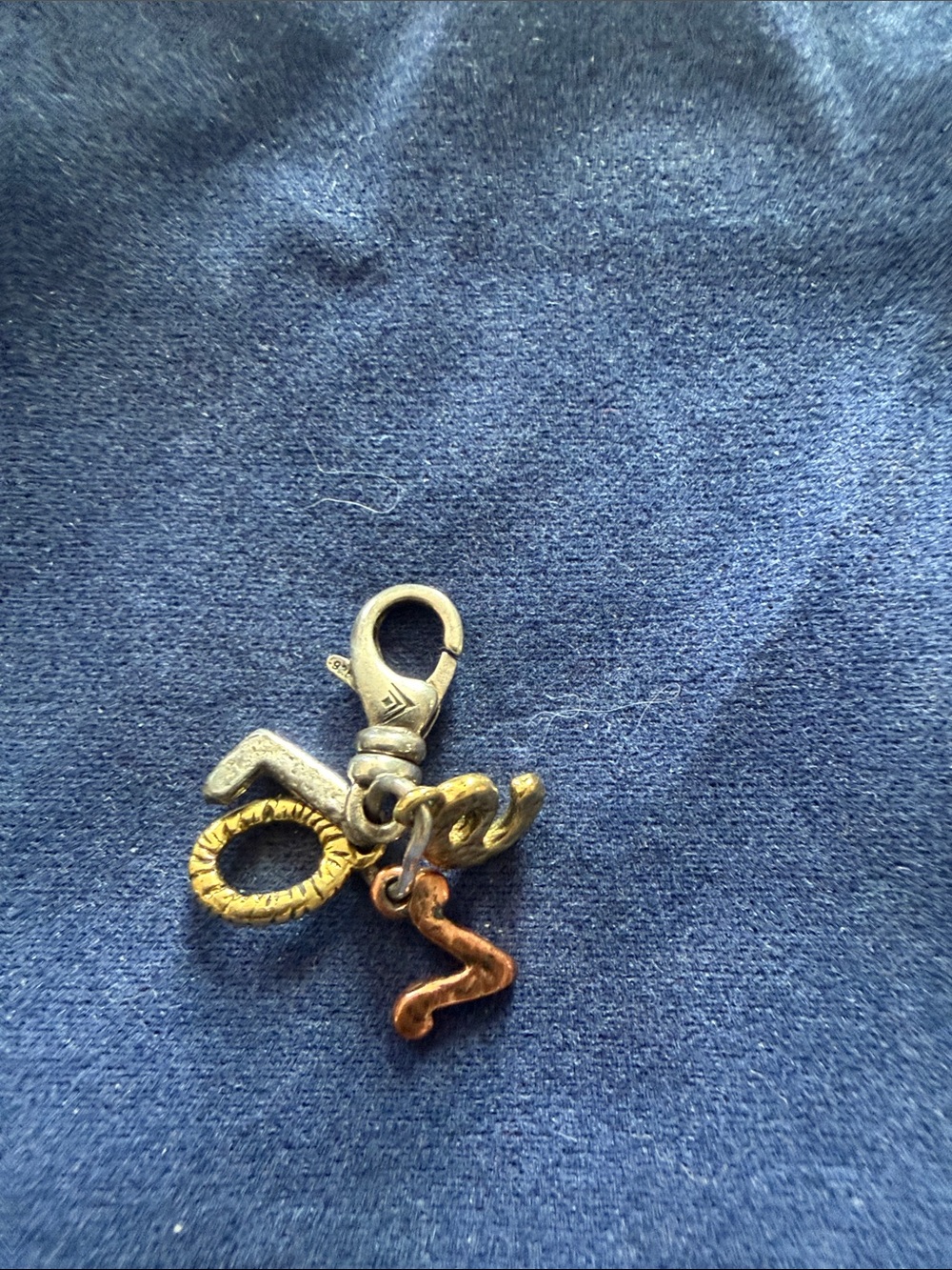 Silpada Mixed Metal Love Charm Pendant - Silver, Gold, Copper Tones